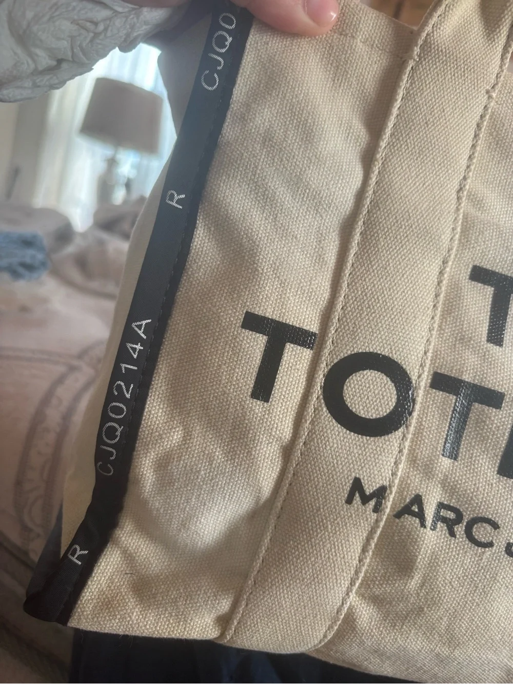 Marc Jacobs Beige Canvas Tote Bag with Black Logo